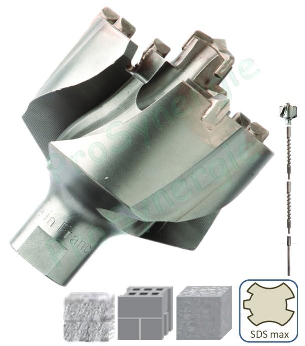 Tête à plaquettes carbure avec foret centreur 3 taillants - Power Max 2 (système modulable SDS Max)