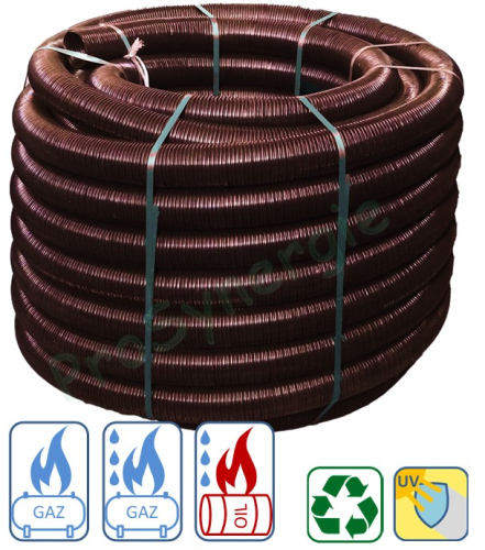 Conduit de fumées flexible Technaflon PVDF conditionné ou à la coupe, Ø 60 à 200 mm