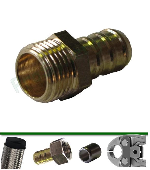 Raccord laiton à sertir pour flexibles DN6 à 50 (Sanitaire Fioul Chauffage) - à visser Mâle fixe