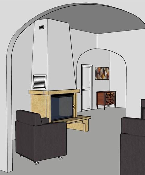 Conception d´un système de récupération d´air chaud à partir d´une hotte de foyer ou d´un poêle / cuisinière à bois.