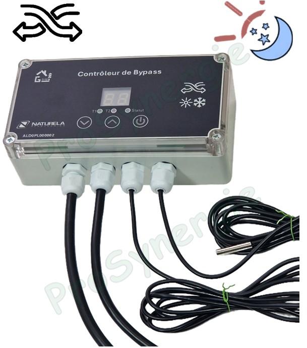 Kit régulateur calculateur différenciel configurable avec 2 sondes T° Pour by-pass de puit canadien ou d'échangeur double flux