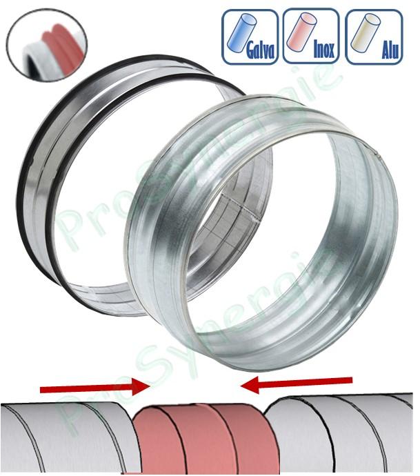 RM - Raccord mâle Ø 80 à 1250 mm pour tuyau (air ventilation) - Option galva / inox / aluminium / avec ou sans joint