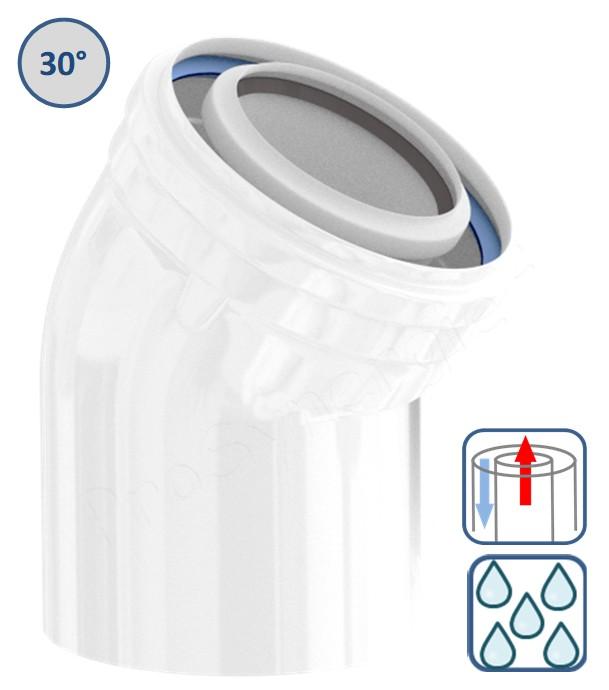 Coude concentrique 30° Ø 60/100 ou 80/125 mm - PPs/ALU