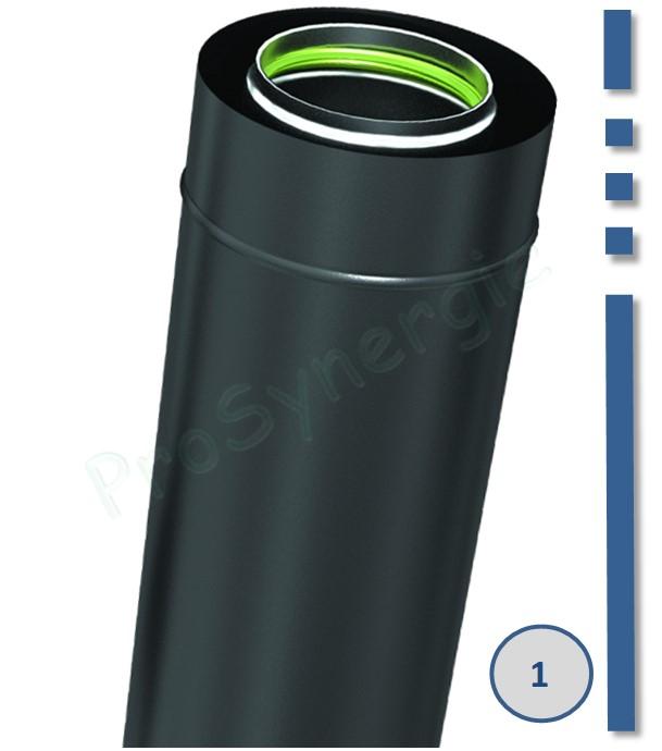 Conduit Concentrique Télescopique BIOTEN étanche Inox/Galva - Ø 80/125 mm - Longeur 1m (Lg utile 580 à 940 mm)