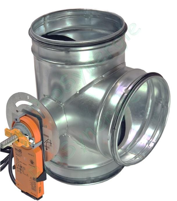 Kit registre motorisé 3 voies (disque étanche) acier galvanisé + joints pour tube de ventilation Ø 160 mm