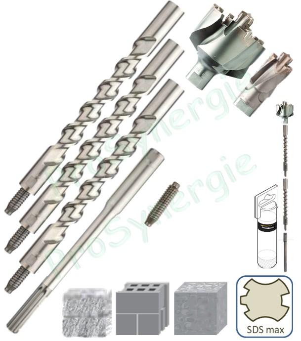 Kit avec 2 têtes + 3 rallonges + 1 adaptateur 250 mm - Power Max 2 (système modulable SDS Max)