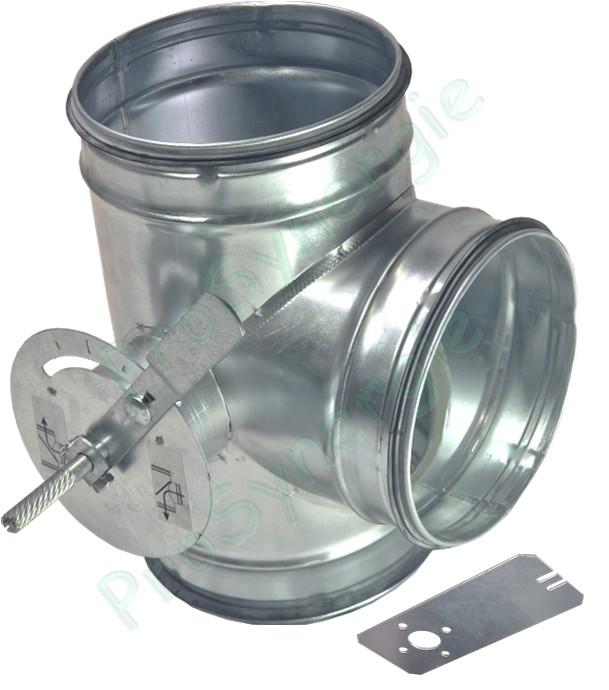 RGEM3V - Registre 3 voies motorisable (disque étanche) acier galvanisé + joints pour tube de ventilation Ø 160 mm