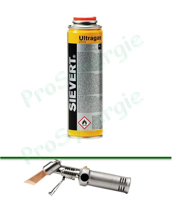 Cartouche Ultragas 2100° - 210 mL - propane / butane / propylène - 7/16´´ - Anti-Flamme intégrée - pour Fer à souder autonome PSI