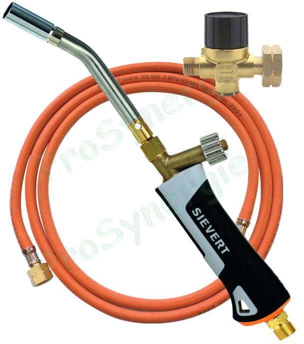 Ensemble chalumeau soudeur Pro 86 (rempl. Virax GP) avec brûleurs cycloniques Ø 19 mm + 4 m de tuyau + détendeur réglable 1-4 bars