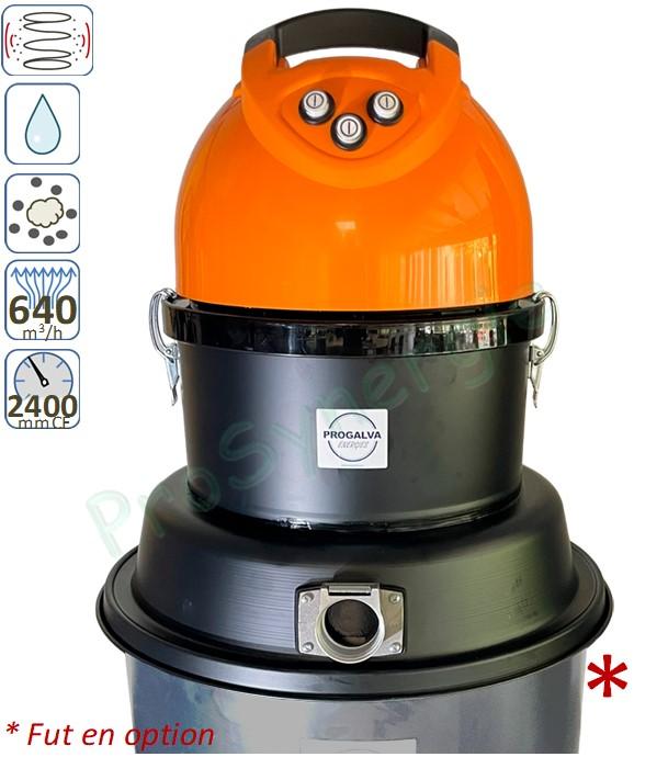 Aspirateur ramonage industriel Spiro 2000 - Sur fût 200 Litres (en option) - 3 x 1300 watts 