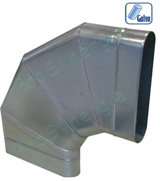 CHO90 - Coude 90° horizontal oblong acier galvanisé hauteur de 8 à 52 cm (équivalence Ø 160 à 800 mm)