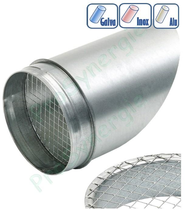 VPP / BMG - Visière pare-pluie ou bouchon seul grillagé Ø 80 à 1250 mm pour tuyau (air ventilation) - Option galva / inox / aluminium