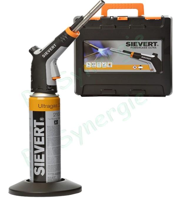 Coffret Chalumeau Powerjet EU avec brûleur cyclonique Ø 14 mm + Cartouche Ultragas 2100° - 380 mL - propane / butane / propylène avec pied