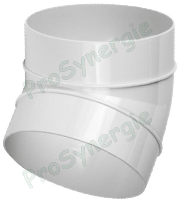 Raccord coudé mâle 45° plastique ABS blanc pour tuyau Øint 125 et 160 mm (ventilation)