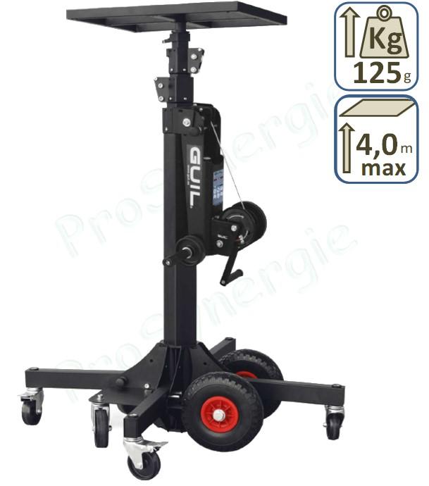 Lève charge Compact Climatisation pour unité extérieure - Hauteur max 4,0m - Charge max 125 kg - Avec plateau et roulettes