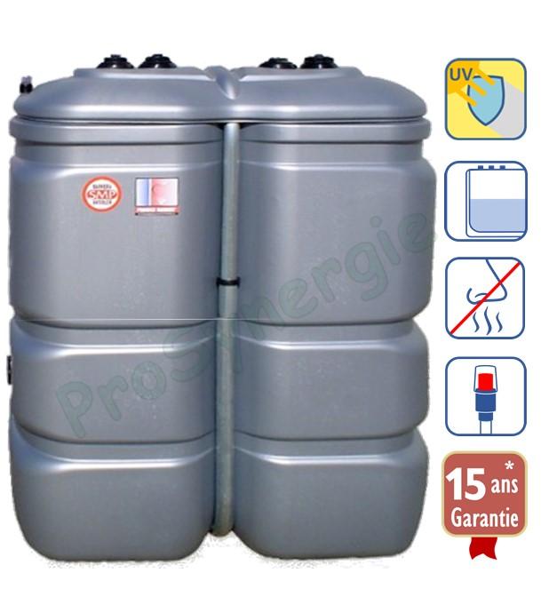 Cuve PEHD double paroi « Intégrale » 750 à 2000 litres (fioul, gasoil et GNR) installation intérieure et extérieure