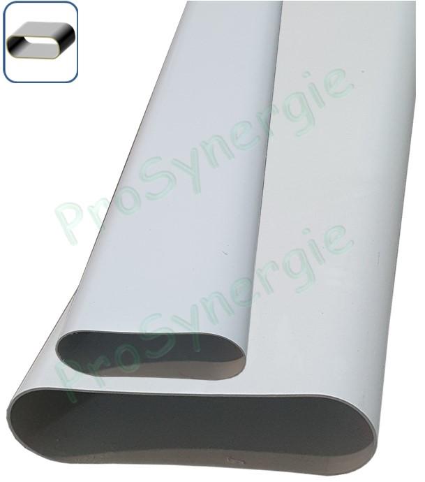 Minigaine - Barre oblong plastique blanc section 40x100 ou 60x200mm (équivalent Ø80 ou 125mm) ventilation VMC
