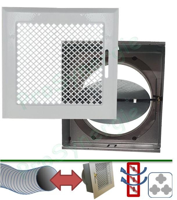 Bouche soufflage  ''Chambord'' finition étoile - 170x170mm - Air chaud - Avec boite à volets à sceller raccordement Ø125mm