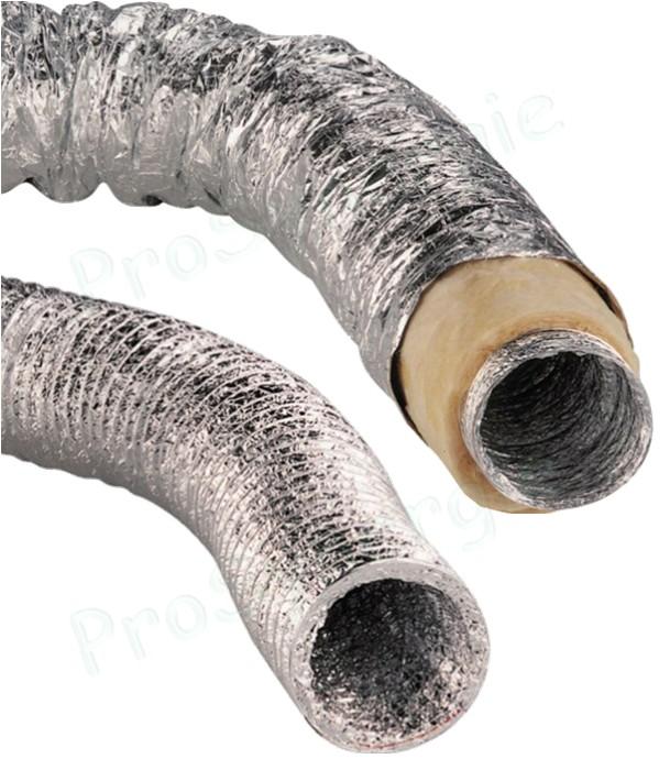 Gaine souple aluminium M0/M1 Ø 80 à 630mm phonique ou thermique, avec ou sans isolant (25 ou 50 mm) - VMC, chauffage ventilation, conduit d´air