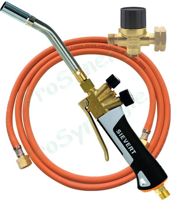 Ensemble chalumeau soudeur Pro 88 (rempl. Virax X200) avec brûleurs cycloniques Ø 19 mm + 4 m de tuyau + détendeur réglable 1-4 bars