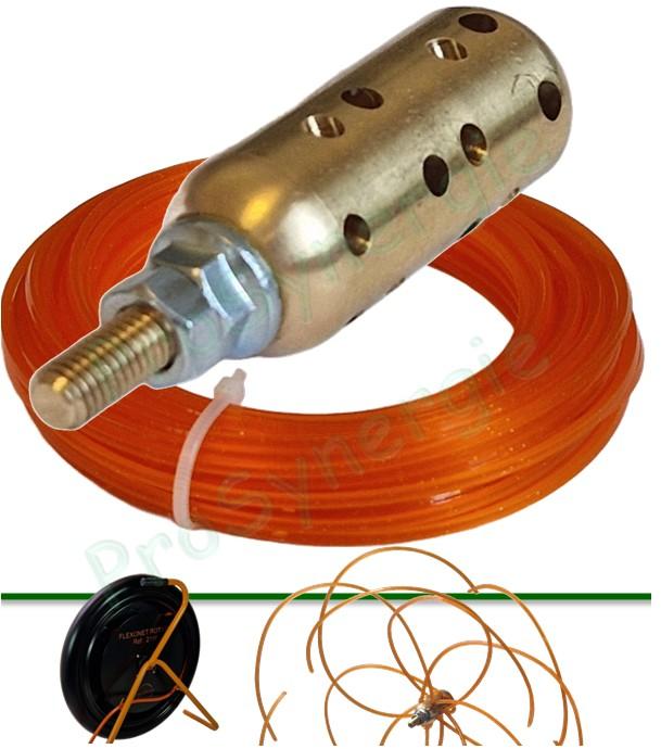 Tête Alu Multibrins (12 fils) avec Bobine de 12 m en Fil carré 2 mm - pour Flexonet 12/12 Rotatif