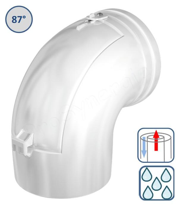 Coude de Visite 87° Concentrique PPs/Alu pour chaudières Gaz/Fioul Condensation