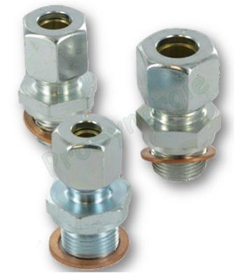 Jeux de 3 Raccords droit à bague (fioul) avec Joint cuivre pour Floco-Top Ø 3/8´´ M pour tube Ø 8, 10, 12 mm