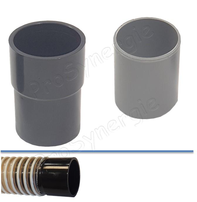 Réduction PVC antistatique Ø 50/45 à 80/100 mm M/F ou M/M pour système de transfert de granulés par aspiration