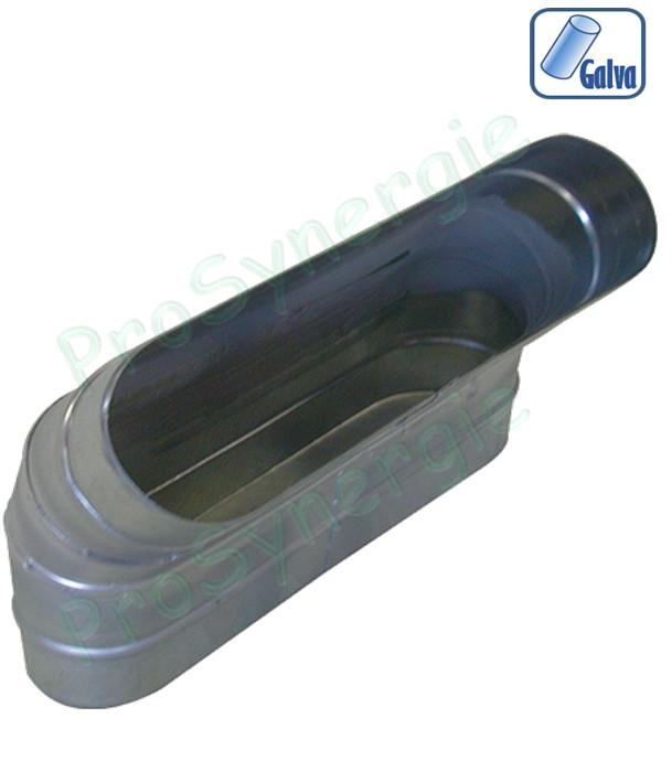 CVO45 - Coude 45° vertical oblong acier galvanisé hauteur de 8 à 52 cm (équivalence Ø 160 à 800 mm)