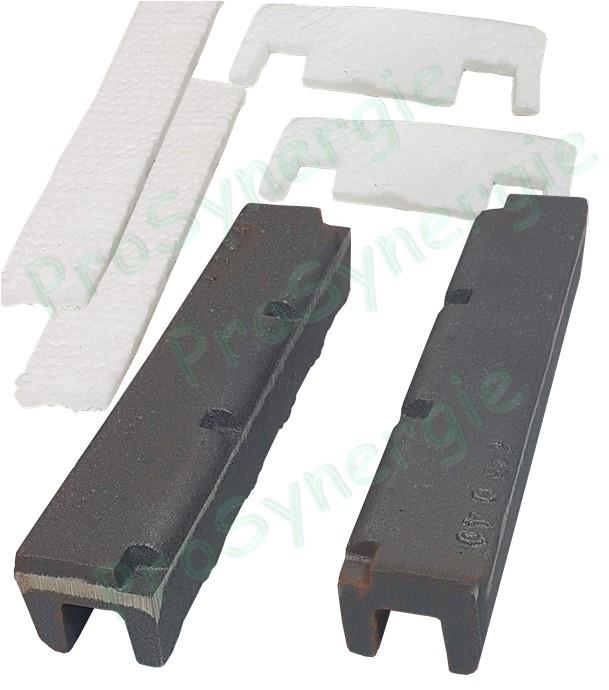 Ensemble de 2 barreaux  U  en fonte porte grilles avec joints céramiques pour TS5/Airex 80/G3 80