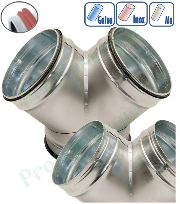 CS - Culotte simple 90° Ø 80 à 1000 mm pour tuyau (air ventilation) - Option galva / inox / aluminium / avec ou sans joint