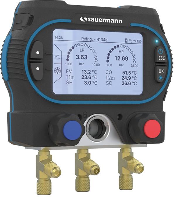 Si-RM350 - Manifold numérique 2 voies - Gaz A1 / A2L / A2 / A3 (plus de 130 réfrigérants) - Compatible application mobile Sauermann