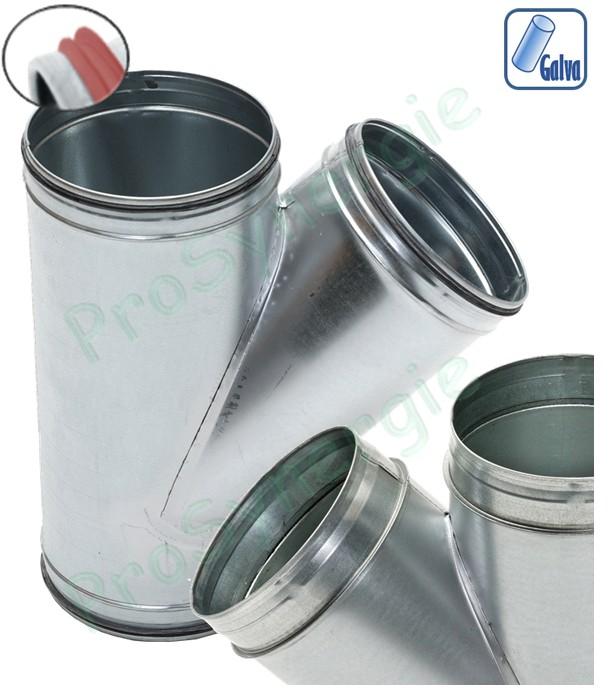 TO 45° - Té oblique galva dérivation égale ou réduit Ø 80 à 900 mm pour tuyau (air ventilation) - Option avec joint
