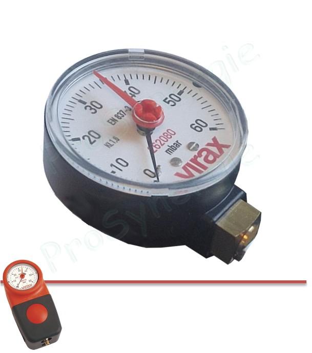 Manomètre 60 mbar avec aiguille repère pour Contrôleur d´étanchéité gaz Virax 60 mBar 