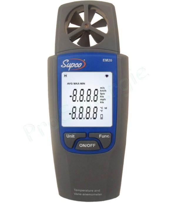 Thermomètre-Anémomètre Température -10 à + 50 °C et Vitesse 0,4 à 20 m/s