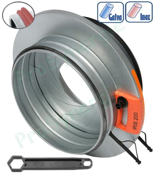 SR - Registre d'équilibrage à iris Ø 80 à 800 mm à joints, acier galvanisé ou inoxidable / ventilation