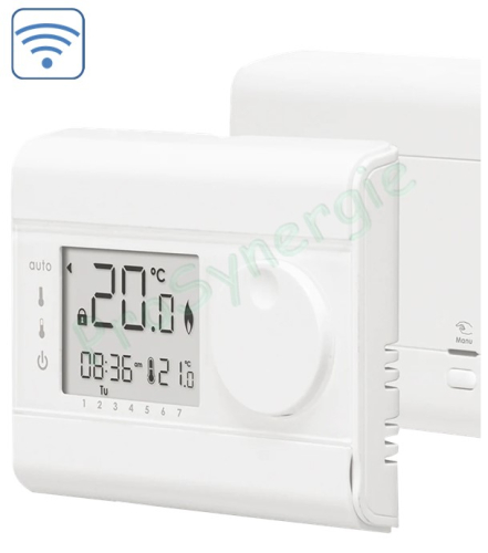 Thermostat d´ambiance numérique radio ou filaire +5 à +30°C (2 piles LR6 1.5V) option programme hebdomadaire (confort / réduit) - contact inverseur 230V 5(2)A IP30
