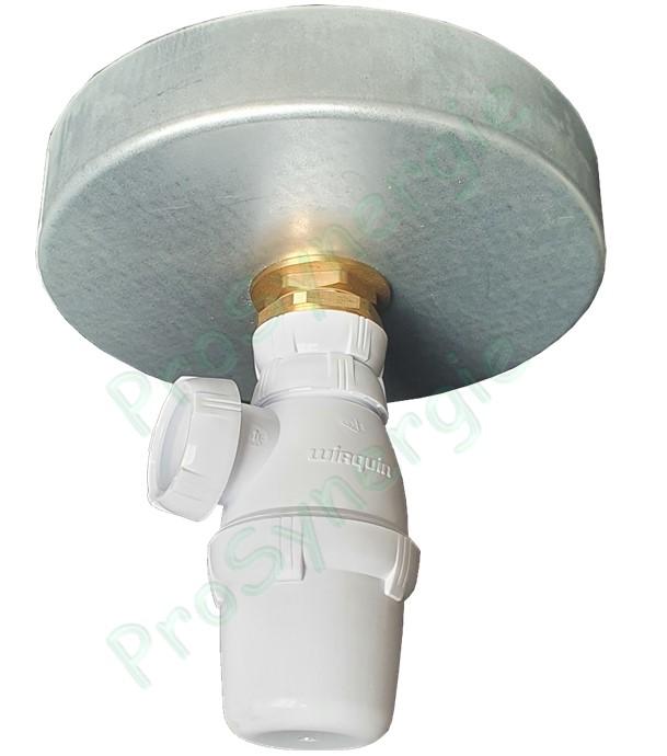BF+P - Bonchon femelle acier galvanisé Ø 125 mm + purge avec siphon PVC Ø 32 mm - pour ventilation et conduit d´air