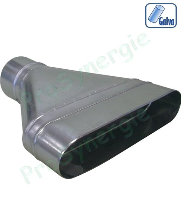 RCOC / ROCTP - Réduction oblong -> ciculaire concentrique ou tangentielle sur plat  acier galvanisé hauteur de 8 à 52 cm (équivalence Ø 160 à 800 mm)