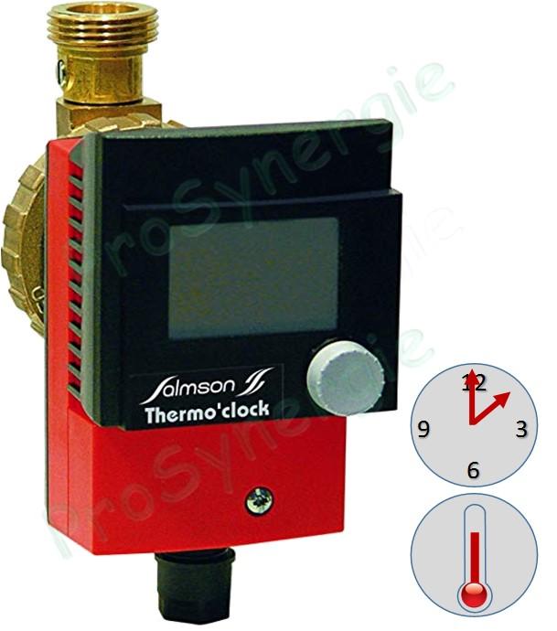 Circulateur bouclage (horloge + désinfection + mesure T°) eau chaude sanitaire (potable) SB 04-15 Thermo´Clock - Jusquà 0.35m3/h et 10 bars (hauteur 138mm ØM1´´ - clapet et vanne intégrés)
