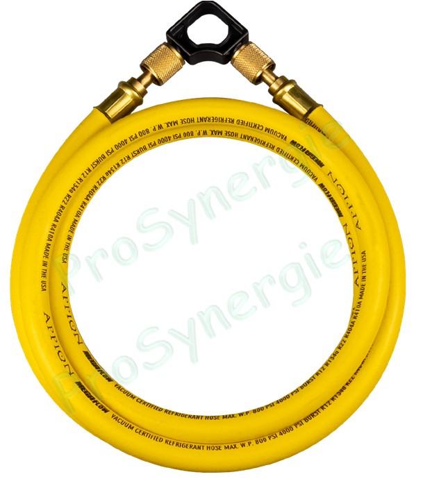 Flexible de récupération de gaz clim gros débit (3/8'') Jaune - Raccords 1/4'' - 1/4'' - Long. 1,2 m