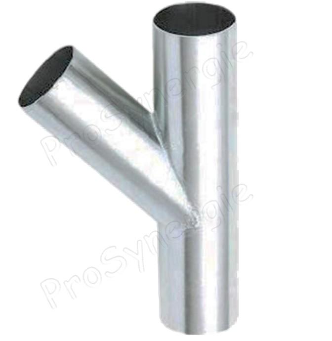 Dérivation Y 135° acier galvanisé Øext. 50 à 100 mm, ép. 1 mm (paroi lisse pour aspiration de granulés)