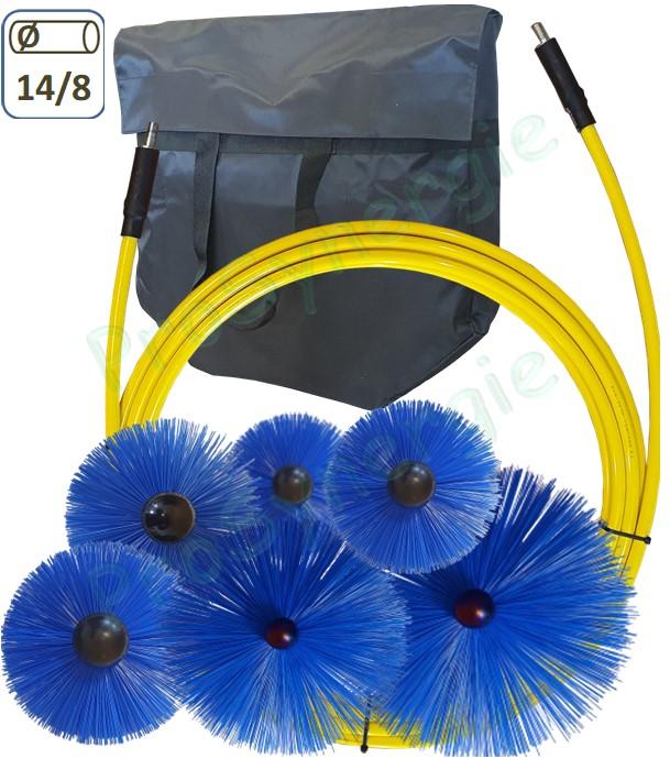 Kit de brossage réseau ventilation comprenant un câble rotatif Ø 14/8 mm + Six brosses Ø 160-200-250-315-355 et 400 mm