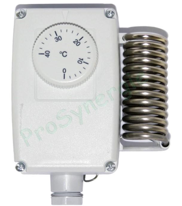 Thermostat d´ambiance Etanche IP54 mural - T° réglable de -5 à 35°C - Contact inverseur 16(2.5) Amp 250V