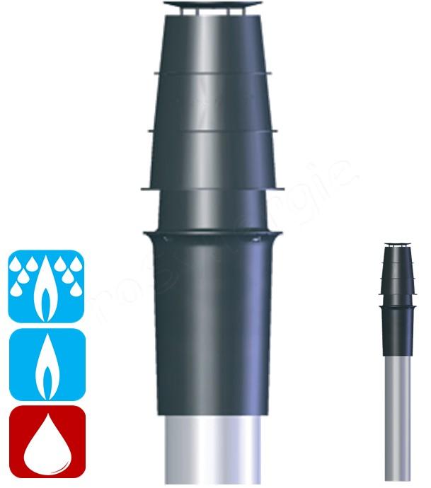 Terminal Vertical Econext Noir pour Concentrique Inox / Galva