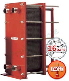 Echangeur type Z3 (10 ou 16 bars) équipé de 7 à 125 plaques Inox démontables et de joint EPDM (140°C)
