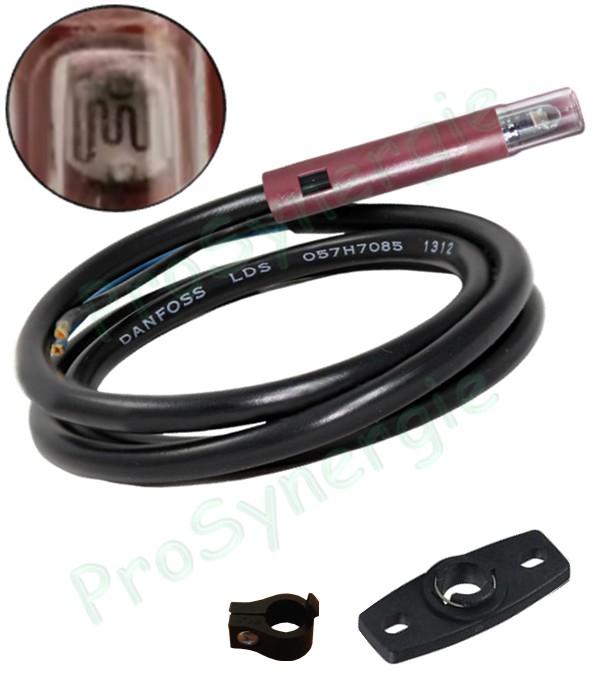 Cellules photoélectriques QRB1 Rouge 2 lux détecteur flamme frontal et latéral ØxL= 8.5x50mm (photosensible, photorésistance) et câble longueur 0,5 mètres pour brûleurs fioul, granulé ou huile