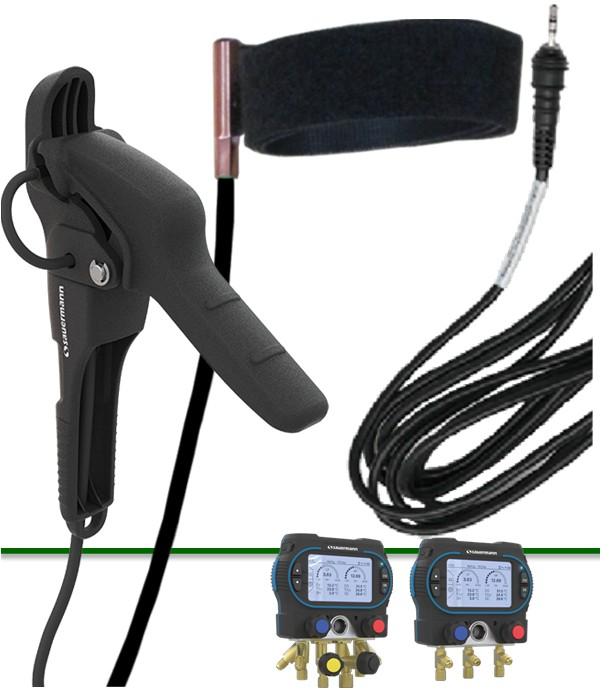 Sonde de température de contact à pince Si-RT2 ou velcro Si-RT5 pour manifolds 2 et 4 voies Si-RM350/450 et application mobile Sauermann