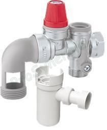 Kit pour Chauffe-eau (Groupe de sécurité horizontal NF + Siphon)