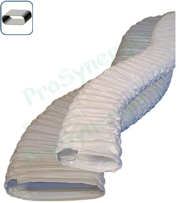 Minigaine - Raccord souple plastique blanc longueur 2 mètres section 40x100 ou 60x200mm (équivalent Ø80 ou 125mm) ventilation VMC